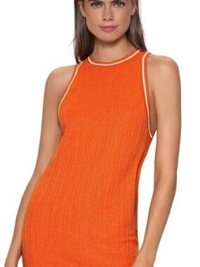 PQ Swim Paloma Logan Sporty Orange Knit Cover-Up Dress Size S